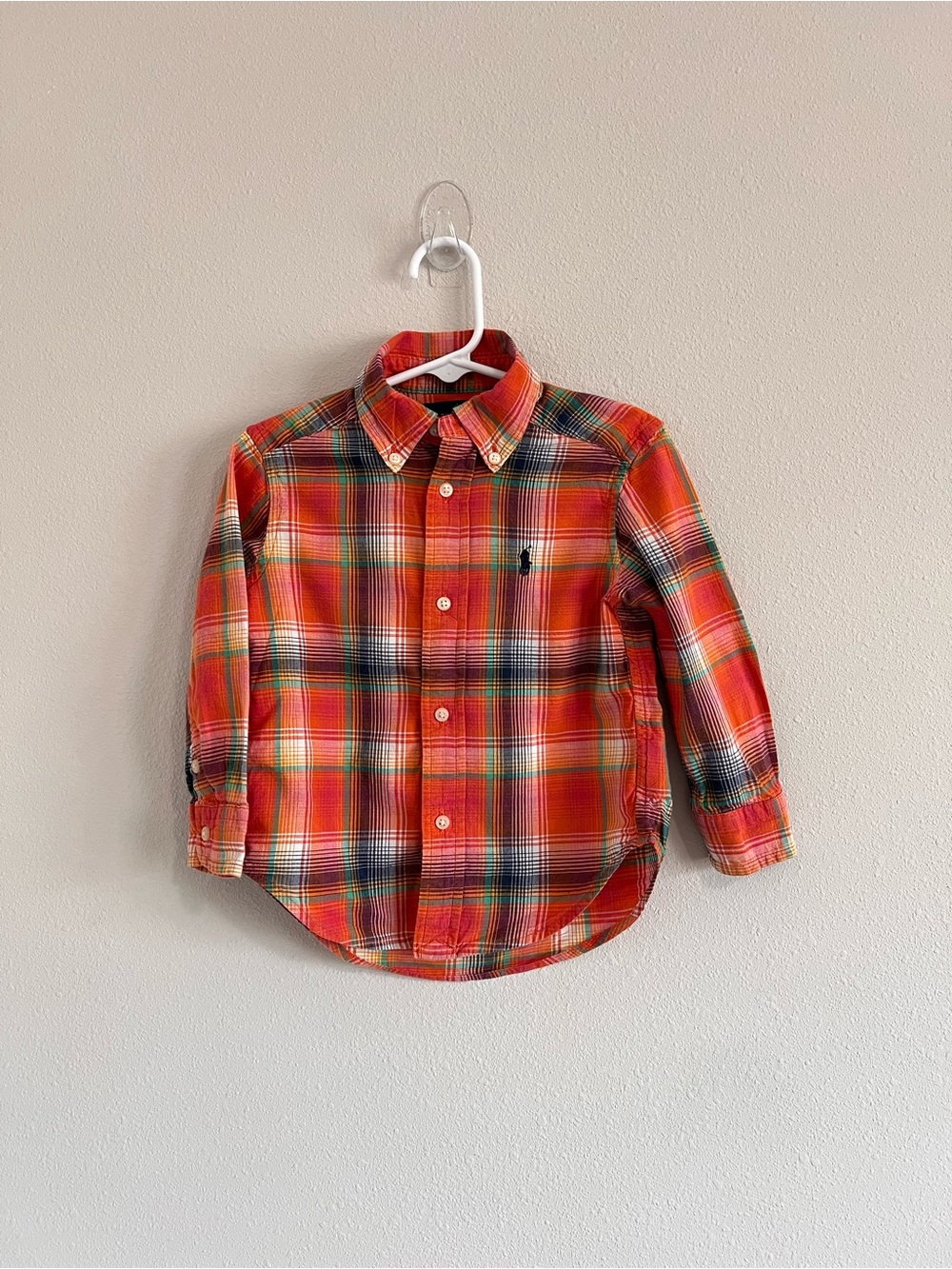 Plaid Button-Down Shirt - Orange Multi